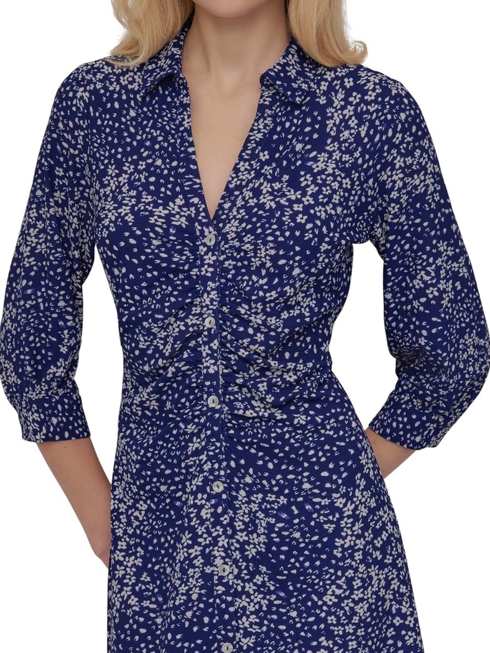 DKNY Womens Long Sleeve Collared Midi ShirtdressDress size 2 NWT